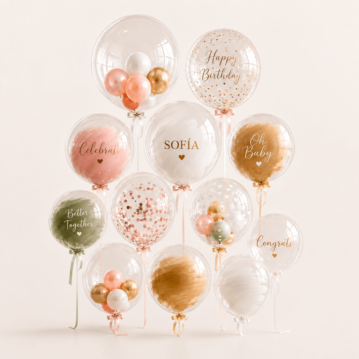 Globos burbuja decorados