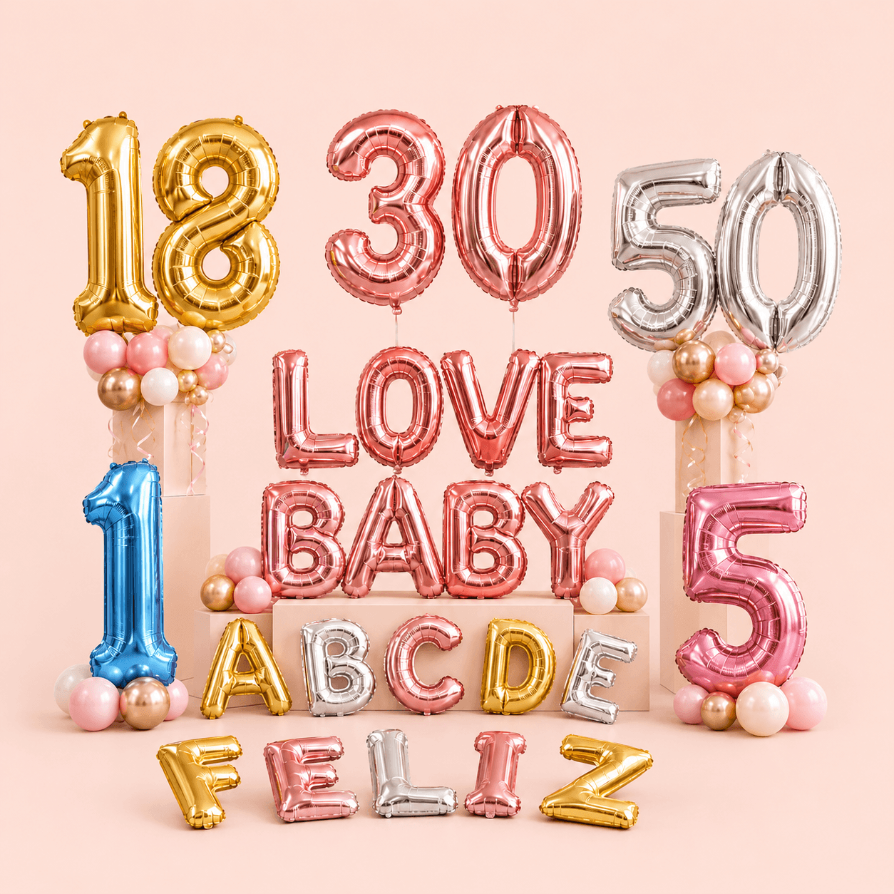 Globos metalicos numeros letras